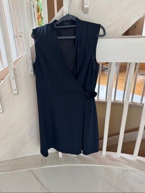 Theory Sleeveless Navy Wrap Dress 8
